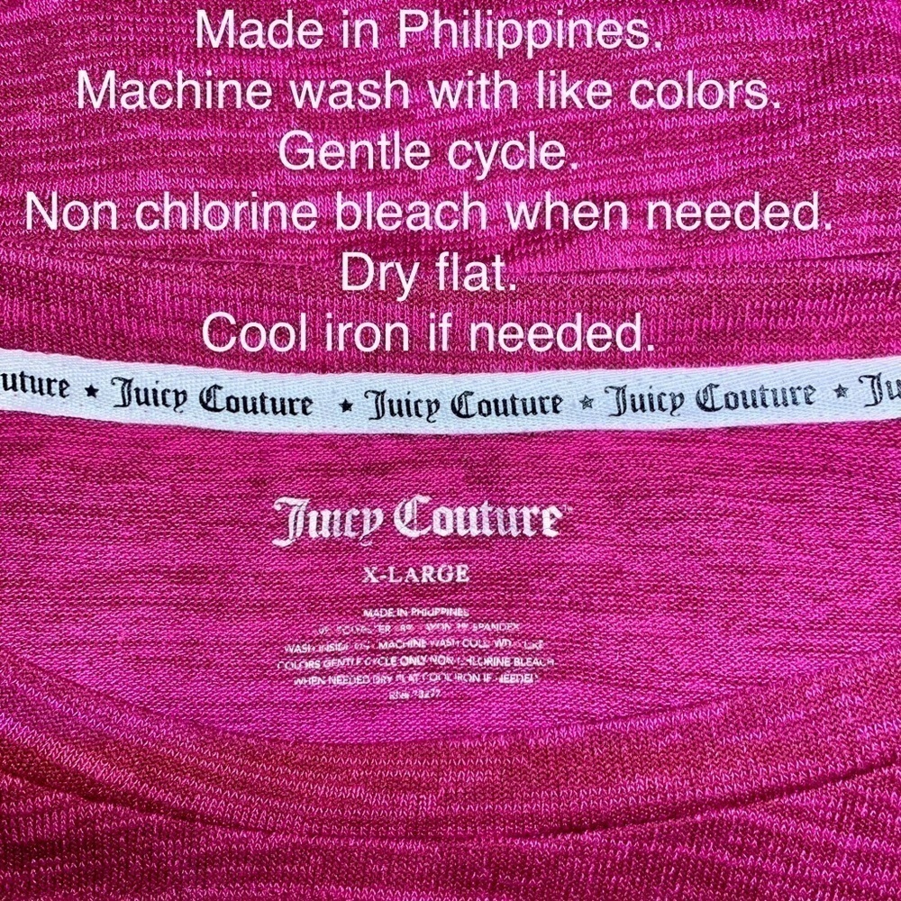 👀 Juicy Couture Fuscia Pink Top With Thumbholes, Pre-Owned, XL/16-18 🦋 - Picture 10 of 11